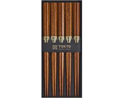 Tokyo Design Studio – Chopstick Set  – Eetstokjes - Donker Hout – 5 stuks - cadeau tip