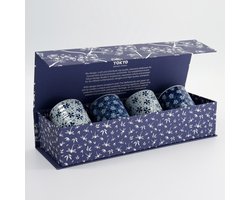 Tokyo Design Studio Cup Giftset 4pcs 6.5x7.5cm 160ml Blue/White - Cadeauset van 4 kopjes Made in Japan