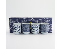 Tokyo Design Studio Cup Giftset 4pcs 6.5x7.5cm 160ml Blue/White - Cadeauset van 4 kopjes Made in Japan