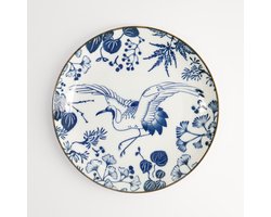 Tokyo Design Studio - Flora Japonica Crane - Bord - Blauw Wit - Porselein - Ø16 cm