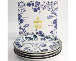 Tokyo Design Studio - Flora Japonica - Dinerborden Set - Ø25,7 cm - 4 Stuks - Porselein - Geschenkdoos