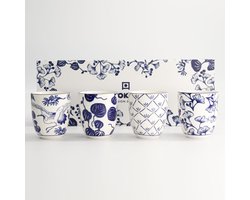 Tokyo Design Studio – Flora Japonica Espressokopjes – Set van 4 – 170ml – Blauw/Wit