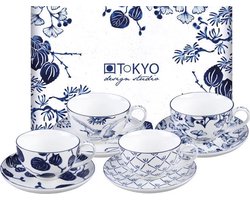 Tokyo Design studio - Flora Japonica - Kop & Schotel - Porselein - set van 4 - 250ml - topkwaliteit