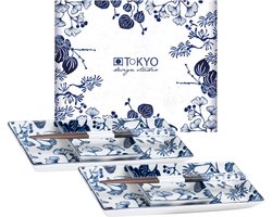 Tokyo Design Studio Flora Japonica Sushi Plate Set w/Giftbox and Chop 4pcs