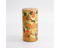 Tokyo Design Studio - Flower Theeblik - Rood/Goud - RVS Theeblik - 200 gram - 7,4 x 15,5 cm