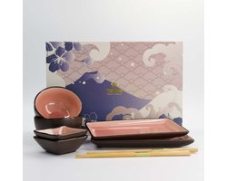 Tokyo Design Studio - Glassy Pink - Servies Set - Sushi Servies - 8-delig - 2 Personen - Roze