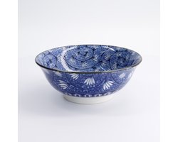 Tokyo Design Studio - Hana Blue Mixed Bowls - Ramen Kom - Tsuta Karakusa - 20,5 x 8 cm - 1200 ml