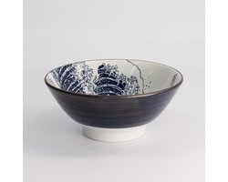 Tokyo Design Studio - Hokusai Nami Ramen Kom - Blauw/Wit - 17 x 8 cm