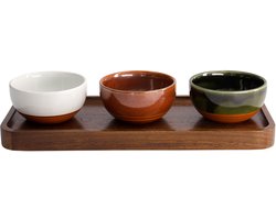 Tokyo Design Studio – Houten Dienblad – Met 3 gaten voor kopjes – 30x13cm