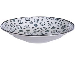 Tokyo Design Studio - Kawaii - Lucky Cat - Diner Plate - Black - 25.3x5 cm - Diep Bord - Noodle Kom - Pasta Kom.