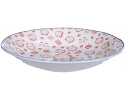 Tokyo Design Studio - Kawaii - Lucky Cat - Diner Plate - Red - 25.3x5 cm - Diep Bord - Noodle Kom - Pasta Kom.