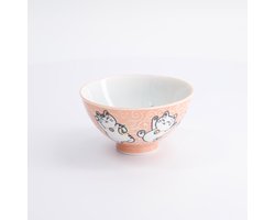 Tokyo Design Studio - Kawaii Lucky Cat Karakusa Rijstkom - Oranje - 300 ml - 11,5 x 6,2 cm