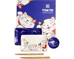 Tokyo Design Studio - Kawaii - Lucky Cat - Sushi Set - 6-delig - 2 Persoons