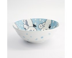 Tokyo Design Studio - Kawaii - Ramen Kom - Dieren - Blauw - 21x7.8cm - 1000ml
