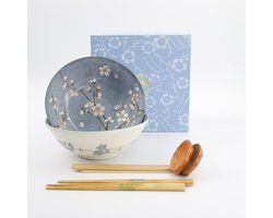 Tokyo Design Studio – Kommen Set – Fujisakura – 6-delige Ramen Cadeauset – 21×7.8cm – 1000ml – Grijs
