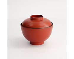 Tokyo Design Studio - Lacquerware - Kom met Deksel - Rood/Zwart - 300 ml - 10.8 x 6.35 cm