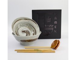 Tokyo Design Studio – Masamura Naruto – Ramen Geschenkset – 21.5x9cm – 1300ml – Bruin – 6 Stuks