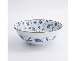 Tokyo Design Studio - Natsu Karakusa Ramen Kom - Blauw/Wit - 1000 ml - 21 x 7,8 cm