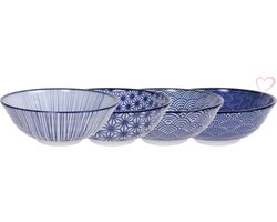 Tokyo Design Studio - Nippon Blue Assorted Designs Ramen Bowl / Poke bowl 21x7.8cm 1000ml 4pcs ASS-1 1/12