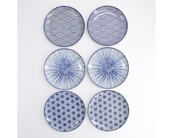 Tokyo Design Studio Nippon Blue Bord - Ø16 cm - Set van 6 stuks