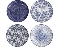 Tokyo Design Studio - Nippon Blue Bordenset - 4 Stuks - Blauw/Wit - 16 cm