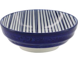 TOKYO DESIGN STUDIO - Nippon Blue Dish 9.5x3cm Lines H 15988 12/144