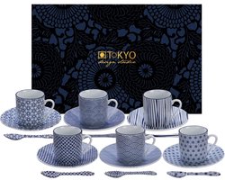Tokyo Design Studio Nippon Blue Espresso Serviesset - 6 personen - 18 stuks - Porselein
