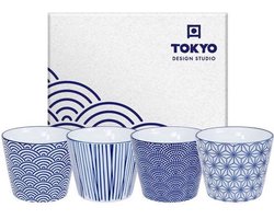 Tokyo Design Studio - Nippon Blue Koffiekopjes - 180 ml - 4 stuks