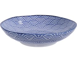 Tokyo Design Studio - Nippon Blue Pastabord Wave - Blauw/Wit - Ø 21 cm