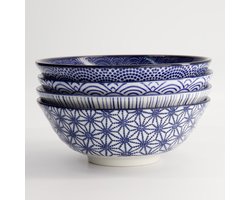 Tokyo Design Studio – Nippon Blue – Ramenkommen – 21 cm – 1000 ml – 4 stuks
