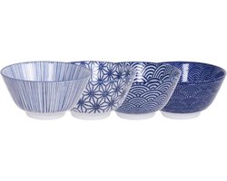 Tokyo Design Studio Nippon Blue Rijstkommen 12cm Set 4 stuks