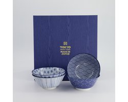 Tokyo Design Studio – Nippon Blue Rijstkommen – Set van 4 – 300 ml