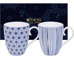 Tokyo Design Studio Nippon Blue Set van 2 Mokken 380 ml. In fraaie Geschenkdoos