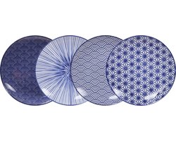 Tokyo Design Studio | Nippon Blue | Set van 4 Borden Ø 25,7 cm | Porselein