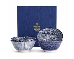 Tokyo Design Studio Nippon Blue - Set van 4 Kommen - Ø 15,2 cm - 500ml - In fraaie Geschenkdoos