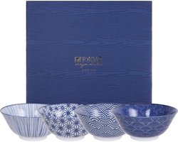 Tokyo Design Studio - Nippon Blue - Set van 4 Kommen - Ø 15,2 cm - In fraaie Geschenkdoos