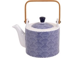 Tokyo Design Studio Nippon Blue Theepot 0,8 liter in fraaie Geschenkdoos. Porseleinen Theepot met uitneembaar Theefilter