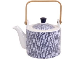 Tokyo Design Studio - Nippon Blue - Theepot - 800 ml - Porselein - Uitneembaar Theefilter - Geschenkset
