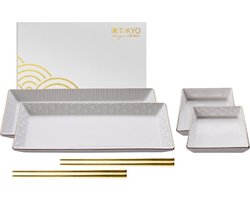 Tokyo Design Studio Nippon White - 2-persoons Sushi Set - Hoogwaardig Porselein - In fraaie Geschenkdoos