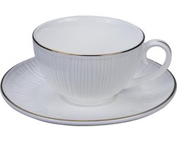 Tokyo Design Studio – Nippon White Gold Rim Kopje Lines – Wit/Goud – 180 ml – Ø 9 cm – Porselein