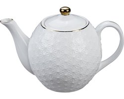 Tokyo Design Studio - Nippon White Gold Rim Ronde Theepot 1300ml Sterren Wit Goud