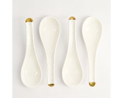 Tokyo Design Studio - Nippon White - Goude Rand Lepelset 4stuks Wit Goud