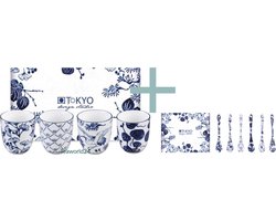 Tokyo Design Studio Package Deal - Flora Japonica Cup Set 4pcs 6.7x7.7cm 170ml + Spoon Set 6pcs 13cm
