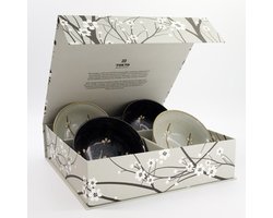 Tokyo Design Studio Sakura Tayo Bowl Giftset 4pcs 15.3x7.5cm 650ml Black/Grey - Cadeauset van 4 kommen Made in Japan