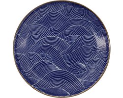 Tokyo Design Studio Seigaiha Blue Bord - Porselein - Ø21,5 cm - Blauw Wit
