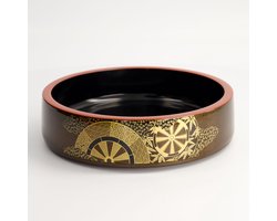 Tokyo Design Studio - Serveerschaal - Dienblad - Sushi Oke - Kaza – Lacquerware – Zwart/Goud/Rood - 21 x 6cm