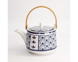 Tokyo Design Teapot Blue D 1000m in geschenkdoos blauw wit porselein Made in Japan