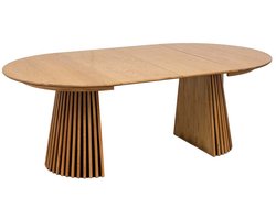 Tokyo eetkamertafel met 2 extra plaat Ø120x120-160-200cm eik fineer.