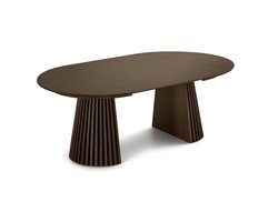 Tokyo eetkamertafel met 2 extra plaat ø120x120-160-200cm smoked eik fineer.