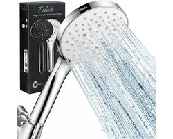 Tolvia Douchekop Hoge Druk - Handdouche met 6 Sproeistanden - Waterbesparende Regendouche - Anti-Kalk Douchekop met Krachtige Waterstraal - Zilver
